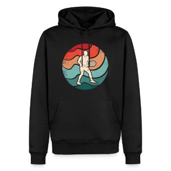 Joueur de tennis Jeu de tennis vintage Joueur de tennis - Sweat à capuche Premium bio Homme - noir - Devant - Nico (187cm)