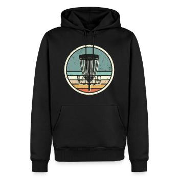 Disc Golf vintage Discgolf Spieler Discgolfer - Männer Premium Bio Hoodie - Schwarz - Vorne - Nico (187cm)
