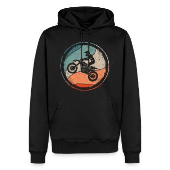 Motocross Vélo Motocycliste Vintage Moto - Sweat à capuche Premium bio Homme - noir - Devant - Nico (187cm)