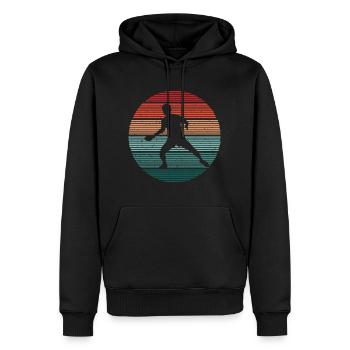 Joueur de tennis de table vintage design tennis de table - Sweat à capuche Premium bio Homme - noir - Devant - Nico (187cm)