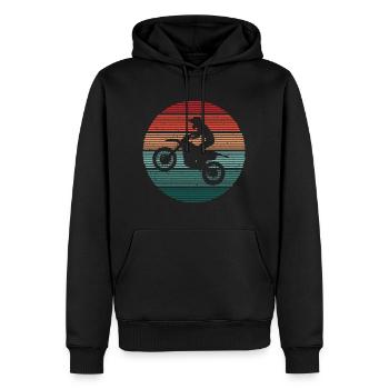 Motocross Vélo Motocycliste Vintage Moto - Sweat à capuche Premium bio Homme - noir - Devant - Nico (187cm)