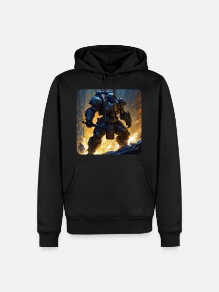 Dunkler Cyborg Android Krieger - Männer Premium Bio Hoodie - Schwarz