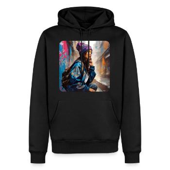 Mignon Streetwear Hip Hop Rap Girl - Sweat à capuche Premium bio Homme - noir - Devant - Nico (187cm)