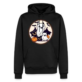 Mignons monstres d’Halloween - Sweat à capuche Premium bio Homme - noir - Devant - Nico (187cm)