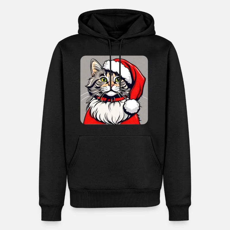 Chat de Noël mignon - Sweat à capuche Premium bio Homme - noir