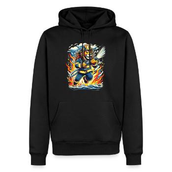 Lion, Pompier, Pompier, Flammes, Héros - Sweat à capuche Premium bio Homme - noir - Devant - Nico (187cm)