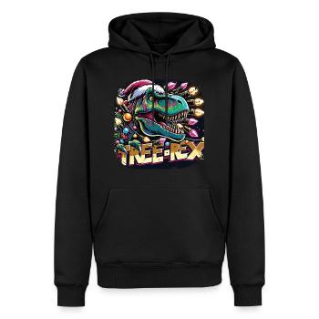 Tree Rex Dinosaurier rockt Weihnachten - Männer Premium Bio Hoodie - Schwarz - Vorne - Nico (187cm)