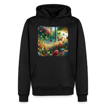 Peinture vivante papillons flore faune - Sweat à capuche Premium bio Homme - noir - Devant - Nico (187cm)