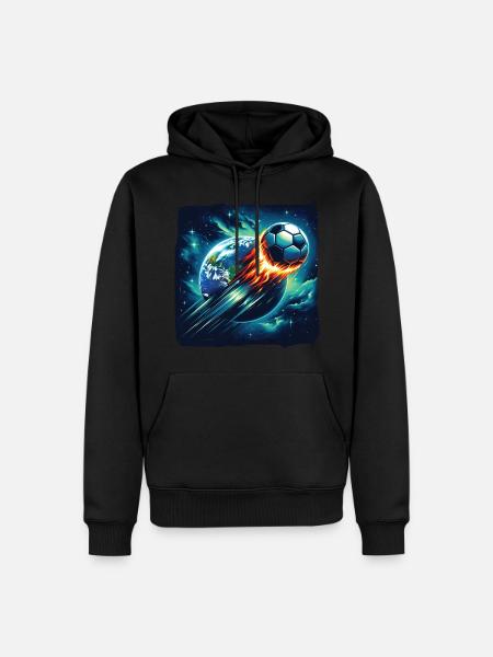 Fireball soccer shoots through space - Men’s Premium Organic Hoodie - black