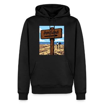 Ameland Strand - Männer Premium Bio Hoodie - Schwarz - Vorne - Nico (187cm)