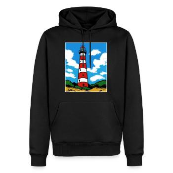 J’adore Ameland Holiday Lighthouse - Sweat à capuche Premium bio Homme - noir - Devant - Nico (187cm)
