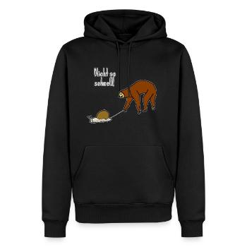 Drôle de paresseux se relaxant lentement détendu - Sweat à capuche Premium bio Homme - noir - Devant - Nico (187cm)