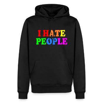I hate people - Männer Premium Bio Hoodie - Schwarz - Vorne - Nico (187cm)