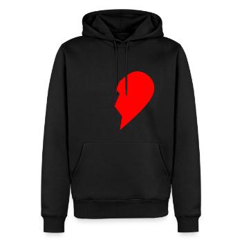 HALB HEART RECHTS - Männer Premium Bio Hoodie - Schwarz - Vorne - Nico (187cm)