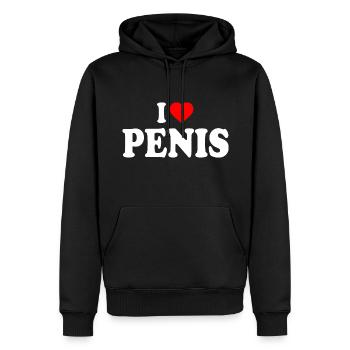 I love penis - Männer Premium Bio Hoodie - Schwarz - Vorne - Nico (187cm)