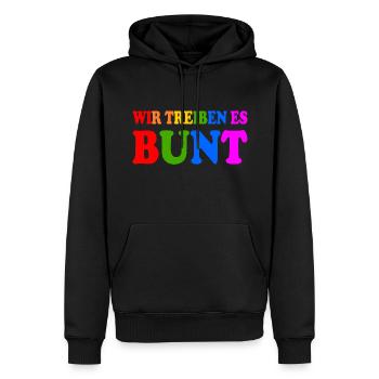 Wir treiben es bunt - Männer Premium Bio Hoodie - Schwarz - Vorne - Nico (187cm)