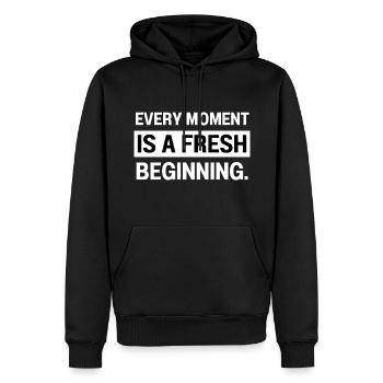 Chaque moment est un nouveau départ - Sweat à capuche Premium bio Homme - noir - Devant - Nico (187cm)