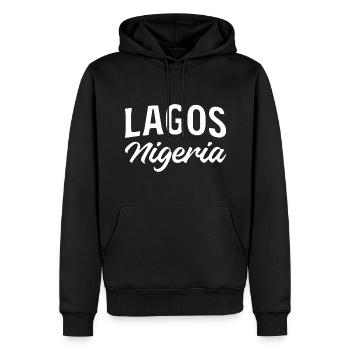 Nigeria Lagos Retro Schriftzug - Männer Premium Bio Hoodie - Schwarz - Vorne - Nico (187cm)
