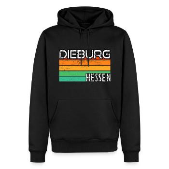 Dieburg Hessen Retro Grunge - Männer Premium Bio Hoodie - Schwarz - Vorne - Nico (187cm)