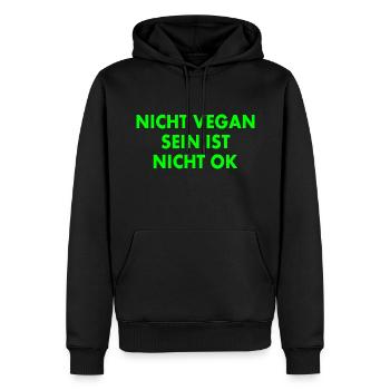 nicht vegan sein ist nicht ok - Männer Premium Bio Hoodie - Schwarz - Vorne - Nico (187cm)