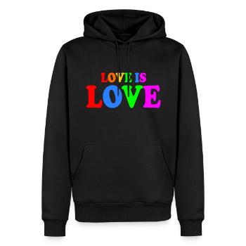 Love is love - Sweat à capuche Premium bio Homme - noir - Devant - Nico (187cm)