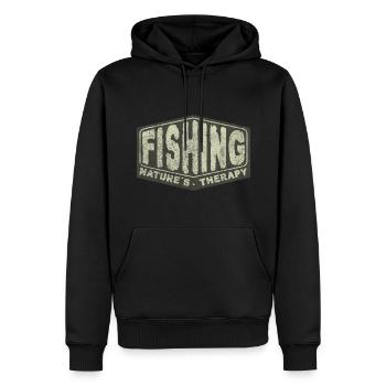 Angeln Naturtherapie - Angelfreunde - Männer Premium Bio Hoodie - Schwarz - Vorne - Nico (187cm)