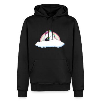 Licorne au-dessus des nuages - Sweat à capuche Premium bio Homme - noir - Devant - Nico (187cm)