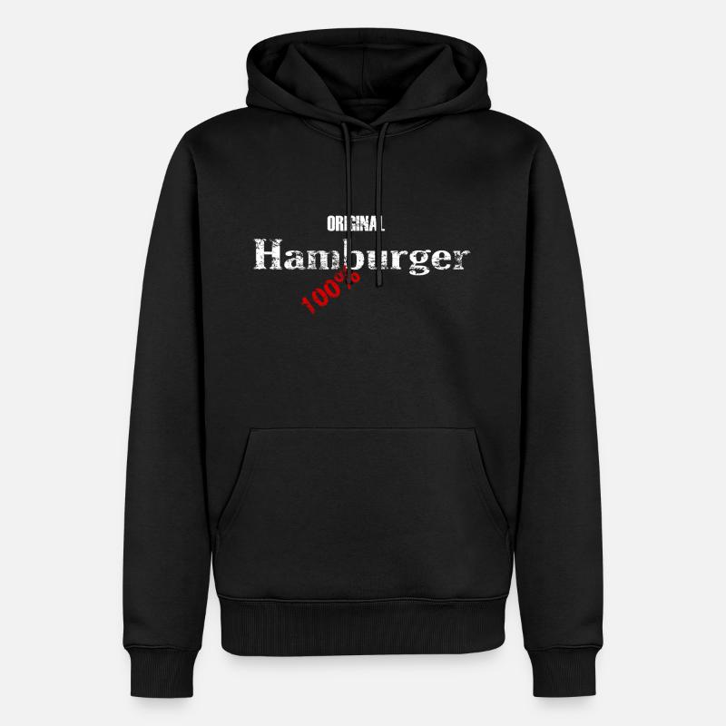 Original Hamburger - 100% - Männer Premium Bio Hoodie - Schwarz