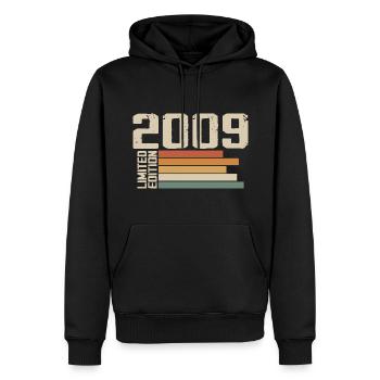 2009 Jahrgang - Retro 2009 Geburtstagsgeschenk 2009 - Männer Premium Bio Hoodie - Schwarz - Vorne - Nico (187cm)
