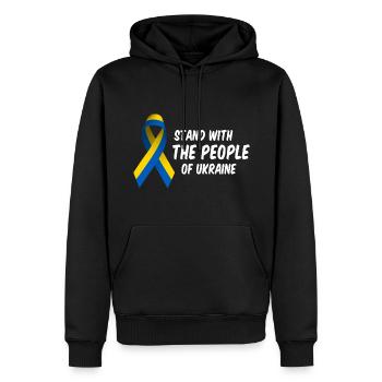 Je soutiens l’Ukraine - Sweat à capuche Premium bio Homme - noir - Devant - Nico (187cm)