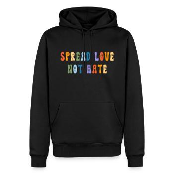 Spread Love Not Hate - Peace - Männer Premium Bio Hoodie - Schwarz - Vorne - Nico (187cm)