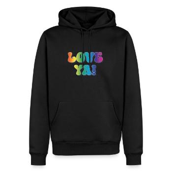 Love You - Männer Premium Bio Hoodie - Schwarz - Vorne - Nico (187cm)