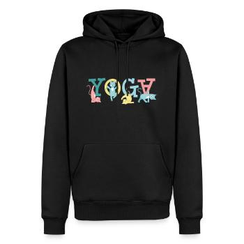 Yoga Cat Ami Cadeau - Sweat à capuche Premium bio Homme - noir - Devant - Nico (187cm)