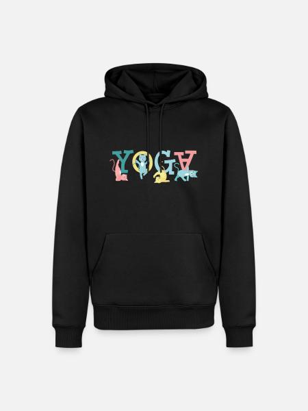 Yoga Katzenfreund Geschenk - Männer Premium Bio Hoodie - Schwarz