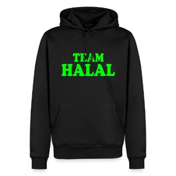 Team halal - Männer Premium Bio Hoodie - Schwarz - Vorne - Nico (187cm)