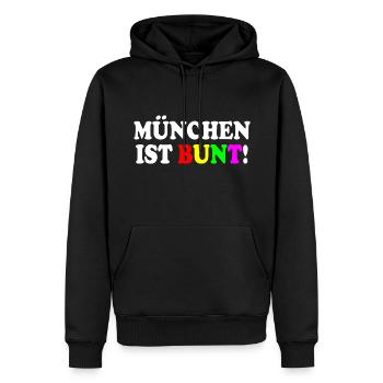 Munich est colorée - Sweat à capuche Premium bio Homme - noir - Devant - Nico (187cm)