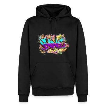 Graffiti - Sweat à capuche Premium bio Homme - noir - Devant - Nico (187cm)