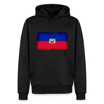 Haïti - Sweat à capuche Premium bio Homme - noir - Devant - Nico (187cm)