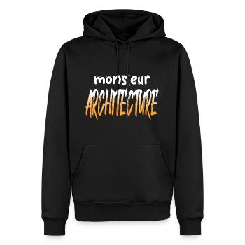 ARCHITECTE MONSIEUR ARCHITECTURE HUMOUR DRÖLE - Sweat à capuche Premium bio Homme - noir - Devant - Nico (187cm)