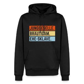 Junggeselle. Bräutigam. Ehe-Sklave. (JGA / 3C) - Männer Premium Bio Hoodie - Schwarz - Vorne - Nico (187cm)