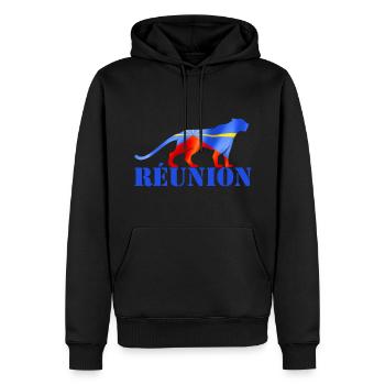 Réunion panthere Cadeau île De La Réunion Drapeau - Sweat à capuche Premium bio Homme - noir - Devant - Nico (187cm)