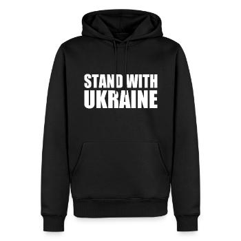 Stand with ukraine - Männer Premium Bio Hoodie - Schwarz - Vorne - Nico (187cm)