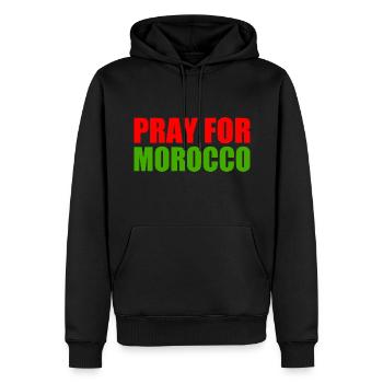 Pray for morocco - Sweat à capuche Premium bio Homme - noir - Devant - Nico (187cm)