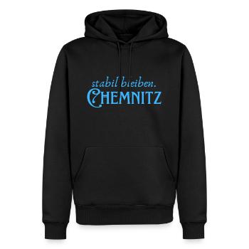 Stabil bleiben Chemnitz - Männer Premium Bio Hoodie - Schwarz - Vorne - Nico (187cm)