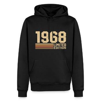 Né en 1968 anniversaire - Cadeau 1968 Vintage 1968 - Sweat à capuche Premium bio Homme - noir - Devant - Nico (187cm)