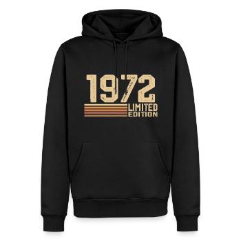 Né en 1972 anniversaire - Cadeau 1972 Vintage 1972 - Sweat à capuche Premium bio Homme - noir - Devant - Nico (187cm)