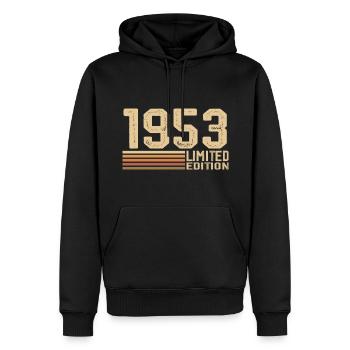 Né en 1953 anniversaire - Cadeau 1953 Vintage 1953 - Sweat à capuche Premium bio Homme - noir - Devant - Nico (187cm)