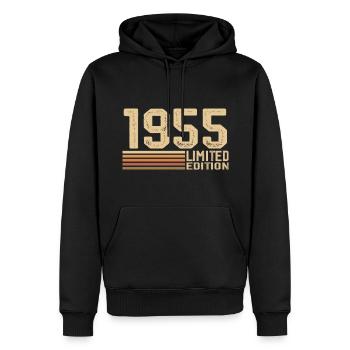 Né en 1955 anniversaire - Cadeau 1955 Vintage 1955 - Sweat à capuche Premium bio Homme - noir - Devant - Nico (187cm)