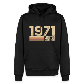 Né en 1971 anniversaire - Cadeau 1971 Vintage 1971 - Sweat à capuche Premium bio Homme - noir - Devant - Nico (187cm)
