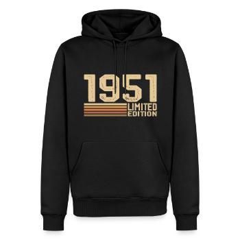 Né en 1951 anniversaire - Cadeau 1951 Vintage 1951 - Sweat à capuche Premium bio Homme - noir - Devant - Nico (187cm)